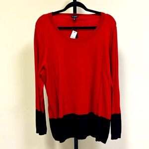 Plus size Talbots long red-black sweater.